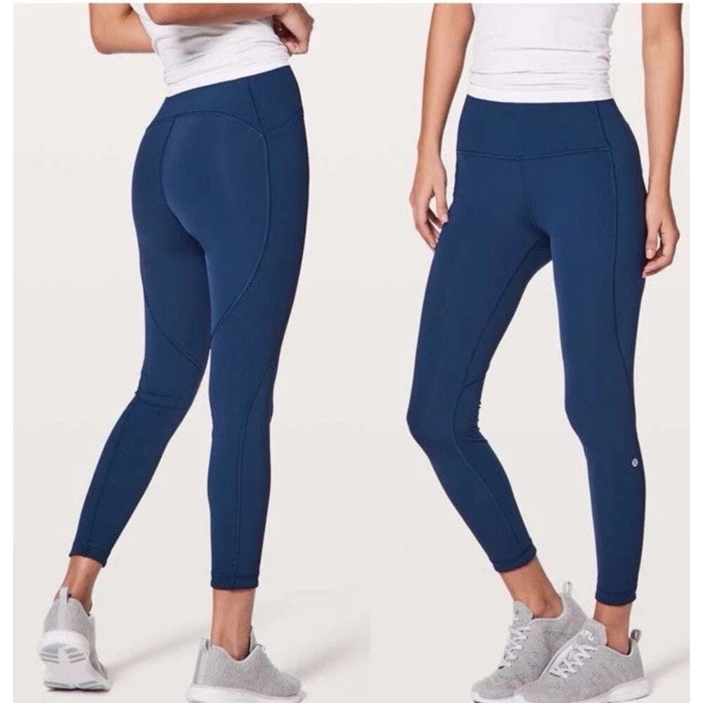 New Lululemon Athletica Breezy Dot Tight 25" Navy Blue Yoga Gym Legging Sz 6 Run
